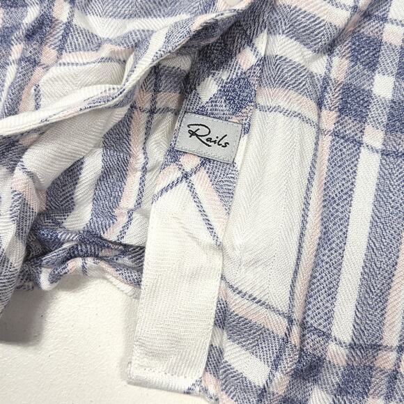 Rails Button Down Women's Shirt Size Medium Hunter White Blush Long Sleeve - Picture 4 of 8